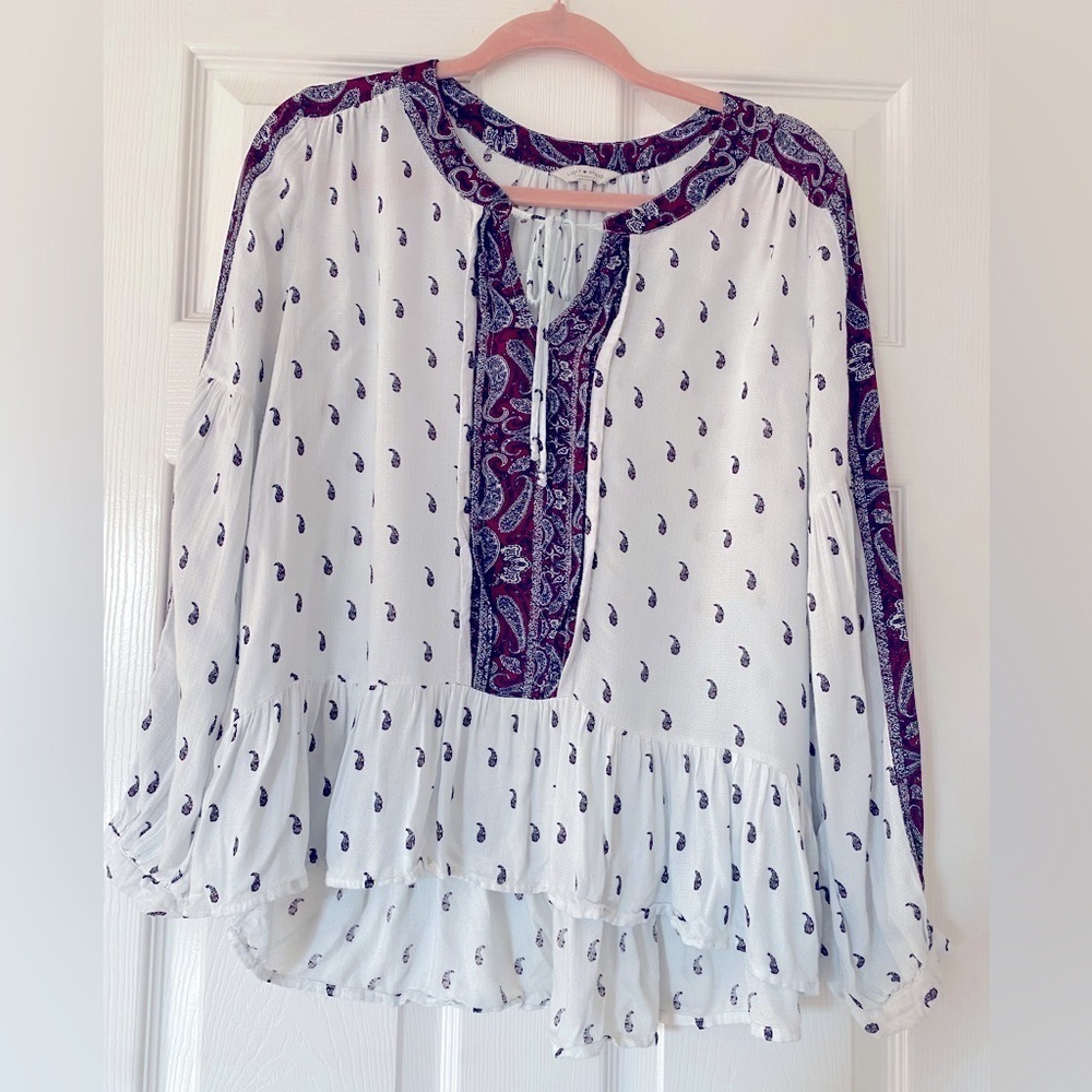 Lucky Brand White Peasant Top Size‎ Small